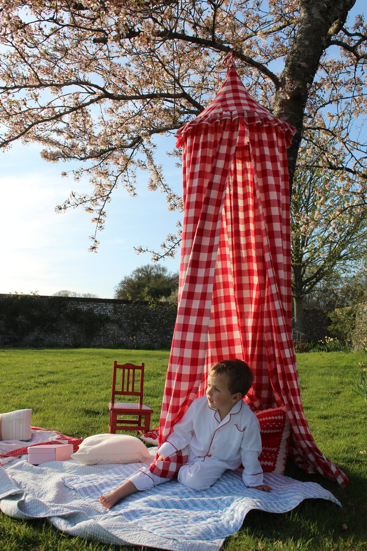 Red Gingham Bed Canopy